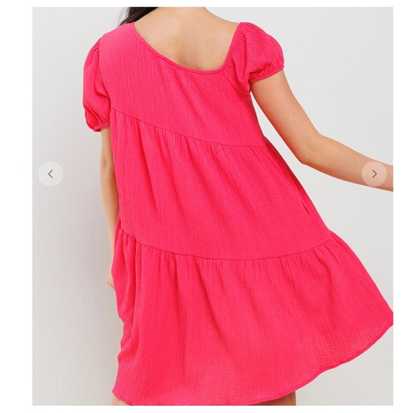 15 Boho One Shoulder Balloon Sleeve Tiered Dress - Picture 4 of 4